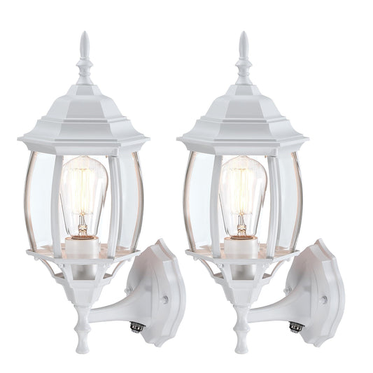 Faymart Lighting 2 Pack 16.8In White Porch Lights Dusk To Dawn  Sensor Wall Sconce White Outdoor Light Fixture For House  Dusk To Dawn Exterior Wall Light For Porch Front Door Garage  E26