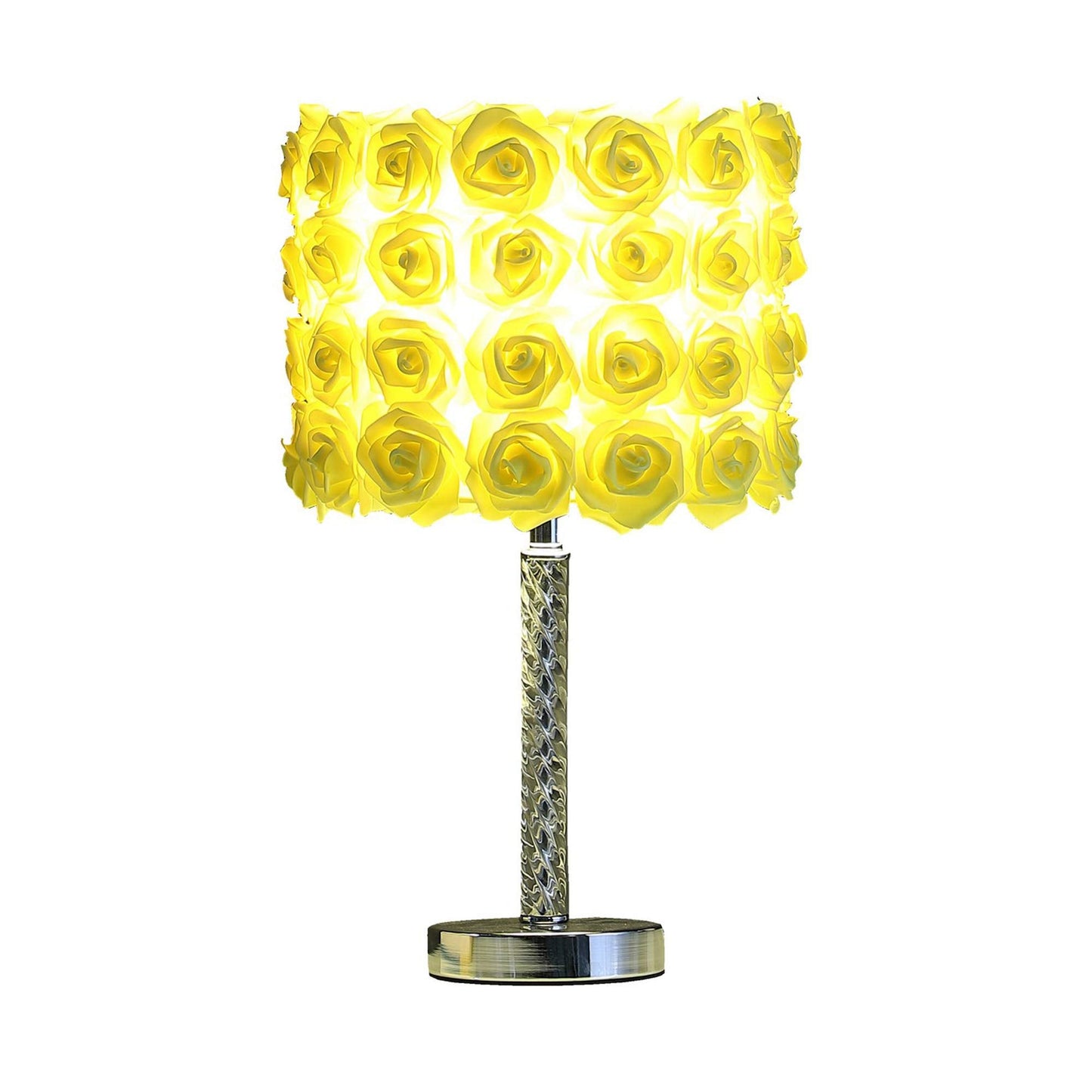 Benzara Table Lamp with Twisted Acrylic Base, Metal, Yellow, Model BM231813