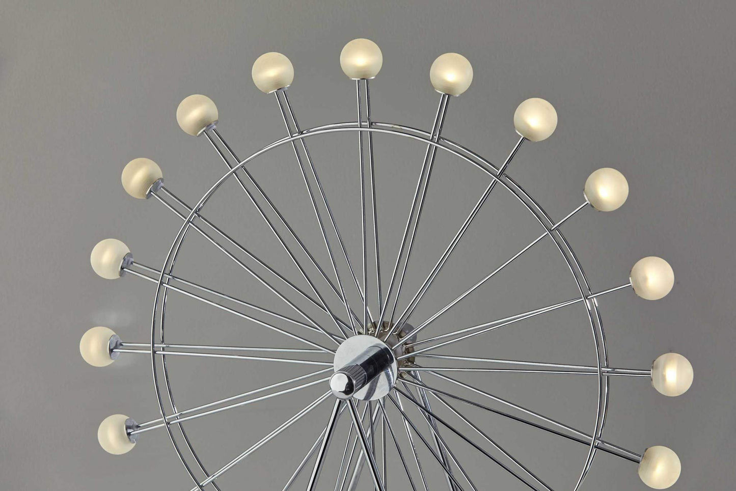 HomeRoots 22in LED Table Lamp, Off White Metal Base, Acrylic Globe Shade, Model HRF-372849