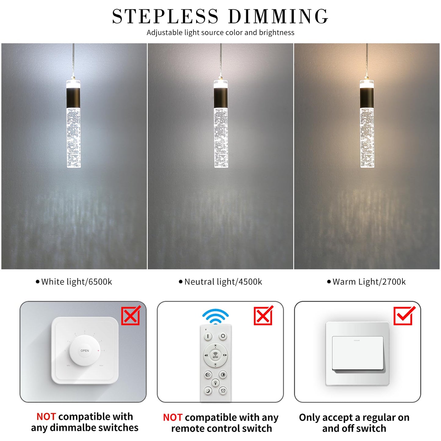 3 Pack Modern Kitchen Island Pendant Lights  Gold Bubble Crystal Ceiling Hanging Light  3 Color 2700K/4500K/6500K  Mini Linear Led Chandelier Lighting For Dining Room  Bedroom  Bar  Hallway  Bedside