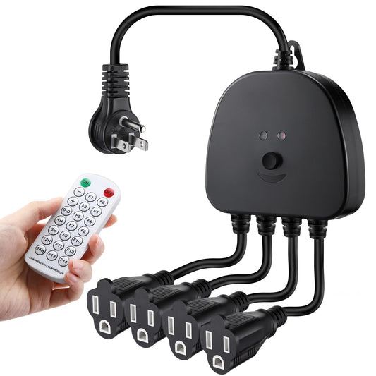 Gulfmew Christmas Light Controller With Remote  Multiple Lighting Effects  Timer  Dusk To Dawn Sensor Control  For Indoor Outdoor Holiday Xmas Lights  Waterproof(4 Channel/14 Functions Black)