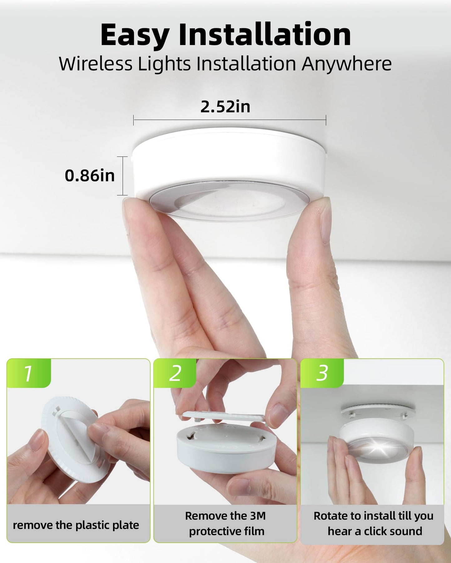 Ezvalo Led Puck Lights  6 Pack Rechargeable 3 Color & 16 Rgb Battery Touch Light  2.5   Mini Tap Lights  Wireless Closet Light  Under Cabinet Lighting  Sitck On Lights For Kitchen Pantry Shelves