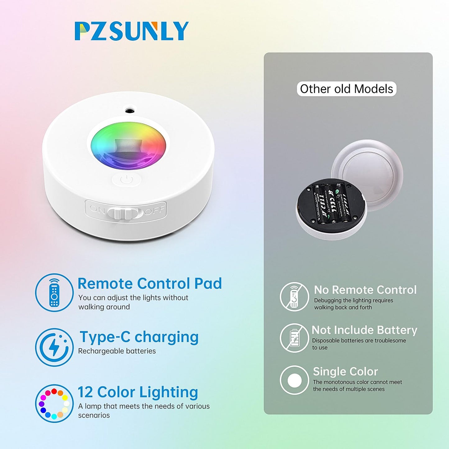 Pzsunly 6 Pack Under Cabinet Lighting Puck Lights With Remote 1200Mah Battery Operated Wireless Cloest Light Under Counter Lights For Kitchen Shelf Hallway