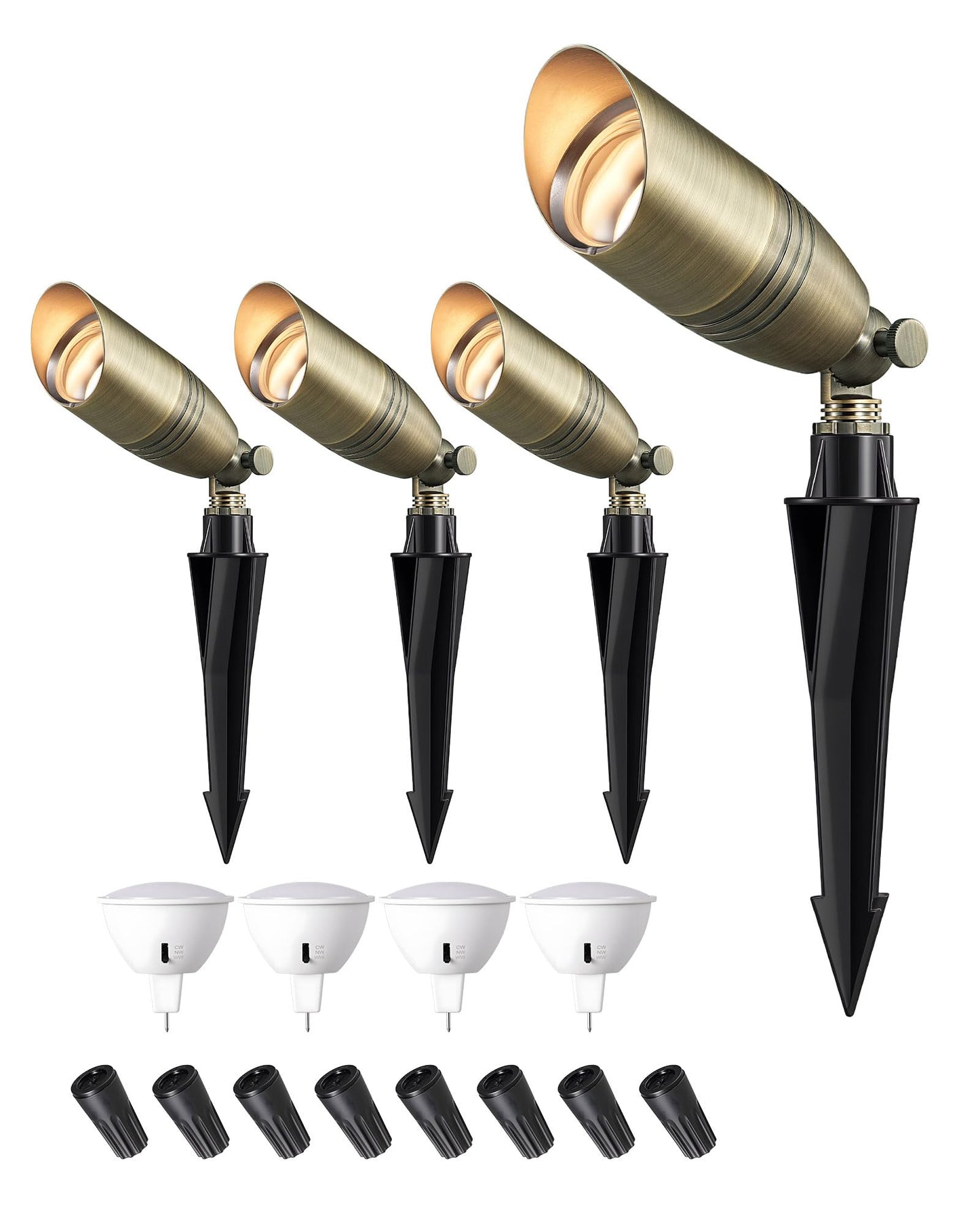 Edishine Solid Brass Landscape Spotlights  12V Led Low Voltage Landscape Lights  3Cct Mr16 Bulb Included  Bronze Heavy Duty Waterproof Spot Lights Outdoor Lighting For Garden Yard Tree  4 Pack