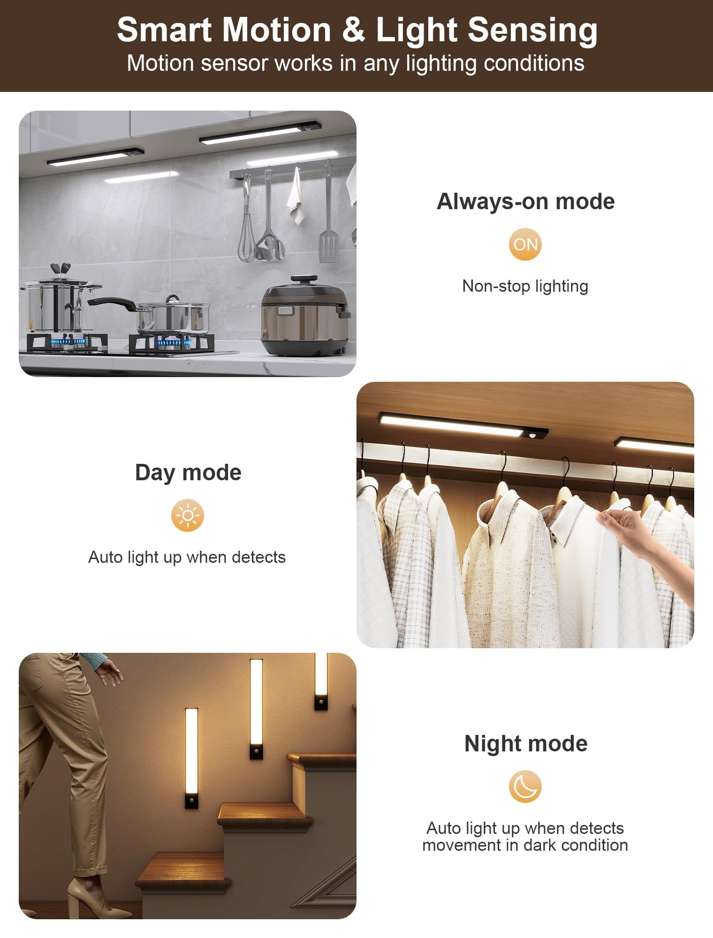 5 Pack Under Cabinet Lighting Wireless  8  Magnetic Dimmable Under Counter Lights For Kitchen Motion Activated Under Cabinet Lights 3 Color Dimmable Under Cabinet Lighting  Closet Light With Remote