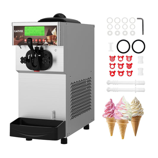 Commercial Soft Serve Ice Cream Machine, Single Flavor, 2.8-5.3 Gal/Hr Output, 5-Inch Display with Self-Cleaning & Easy Operation, 115V for Restaurant, Snack Bar, Cafe, 1400W
