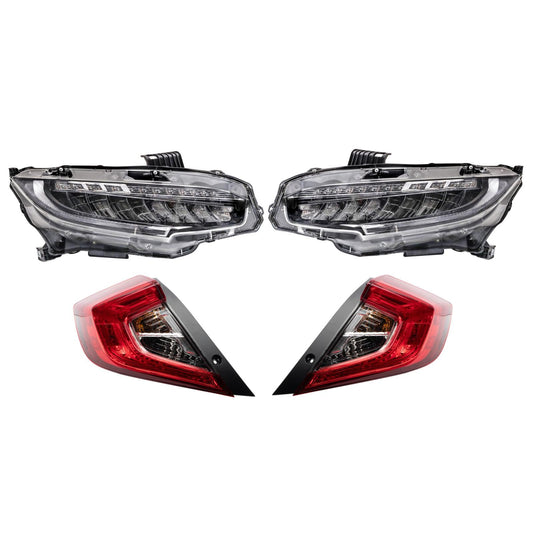 Trq Lighting Kit Ho2502176 Ho2503176 Ho2804110 Ho2805110 Compatible With 2016-2019 Honda Civic