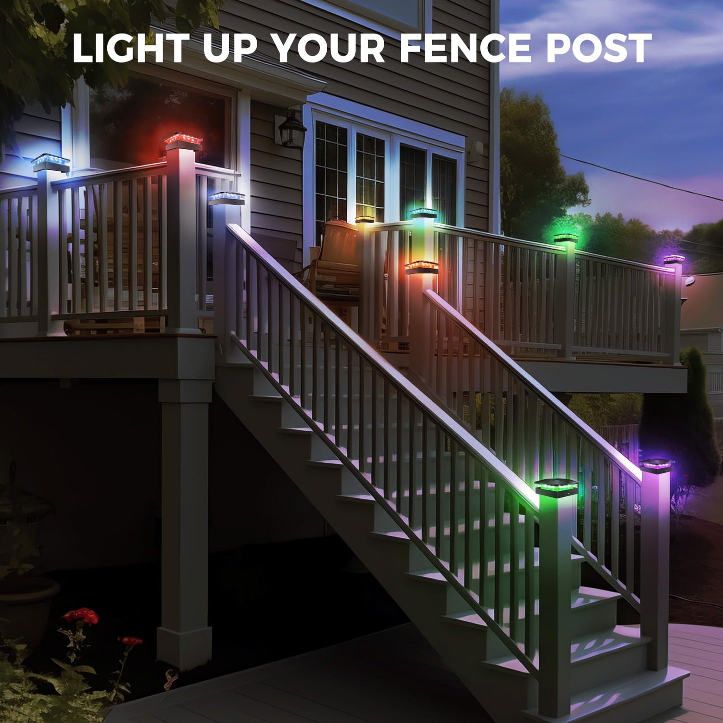 Peasur 4X4 Solar Post Cap Lights Rgb Color Changing  16 Pack Outdoor Led Fence Light Solar Powered Waterproof  Wood/Vinyl Posts Top Lighting For Outside Deck Yard Garden Patio