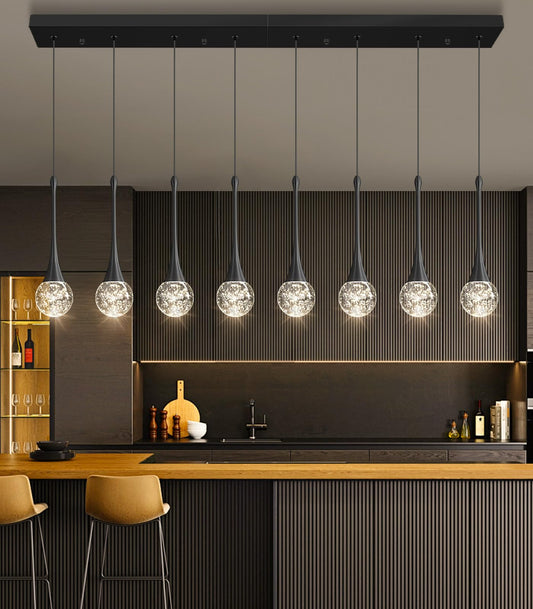 8 Light Modern Glam Crystal Rectangular Chandelier For High Ceiling Led Dimmable Ceiling Pendant Light Kitchen Island Staircase Foyer Enterway Living Room Chandelier Lighting Antique Black