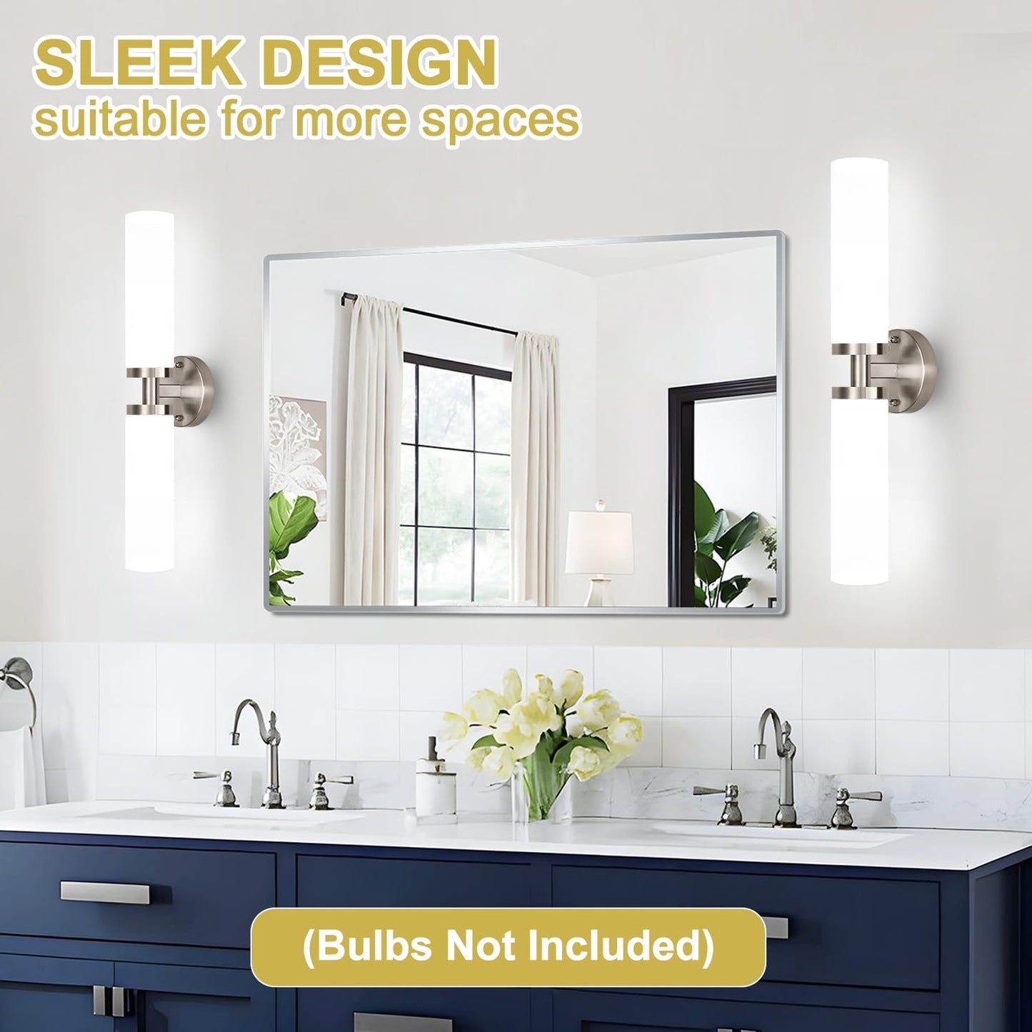 Indoi Wall Sconces Set Of Two  Brushed Nickel Gold Bathroom Sconces Wall Lighting With Milky White Glass  Modern Sconces Wall Decor Set Of 2 Bathroom Light Fixtures For Mirror Living Room Bedroom