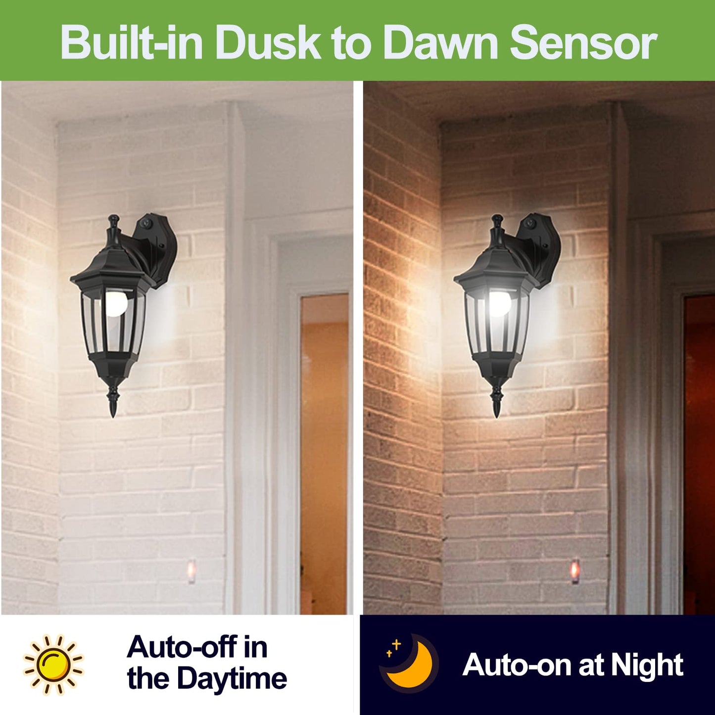 EMART Dusk to Dawn Outdoor Light Fixture, Waterproof Plastic, Black, Model EM-GL-2-PS, 2 Pack