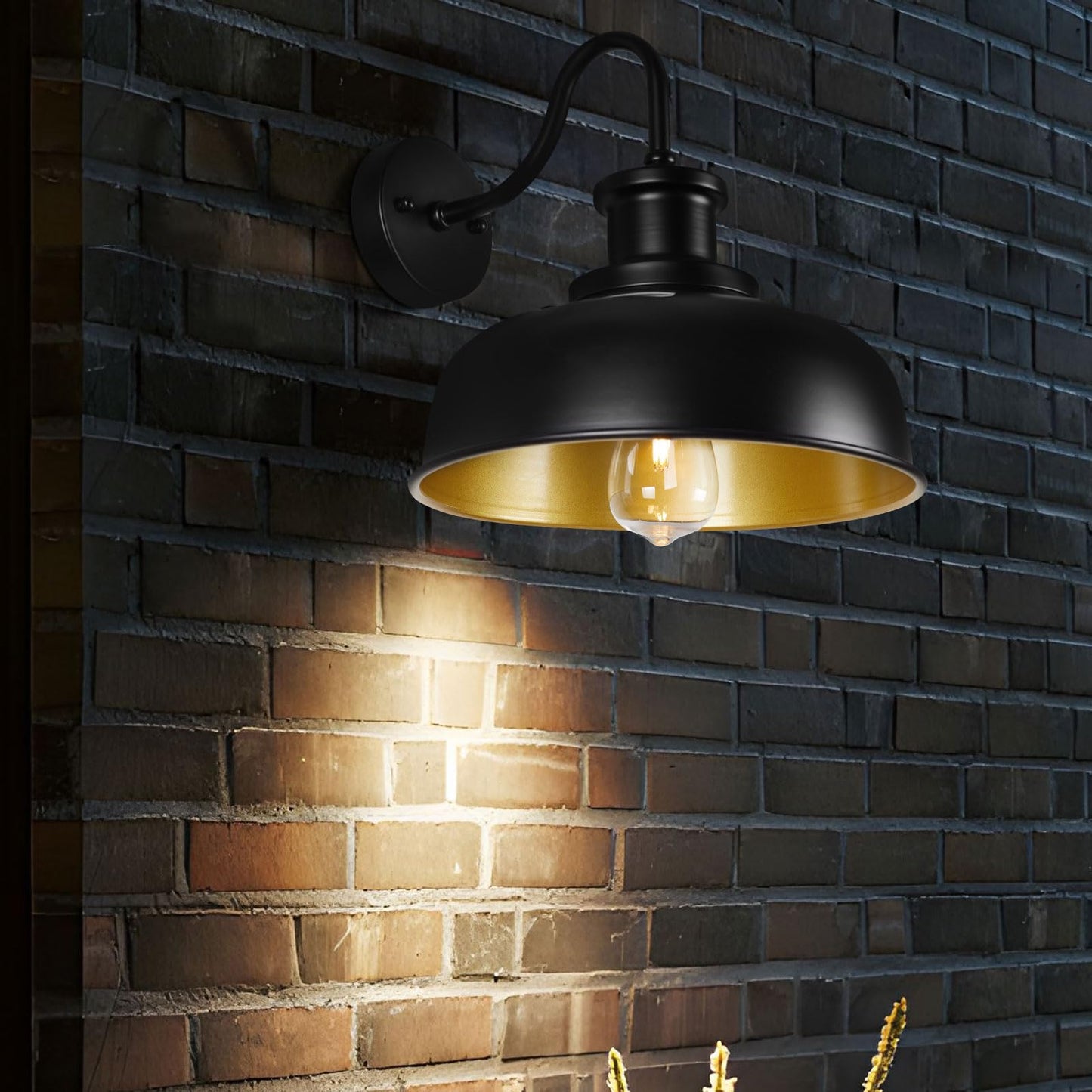 Diyel Solar Barn Light For Outside  Gooseneck Outdoor Wall Lights Solar Powered  Farmhouse Exterior Wall Sconce  Industrial Outside Lighting Fixture  Rustic Lantern For Garage  Barn  Shed Rzsr007-2 Bk