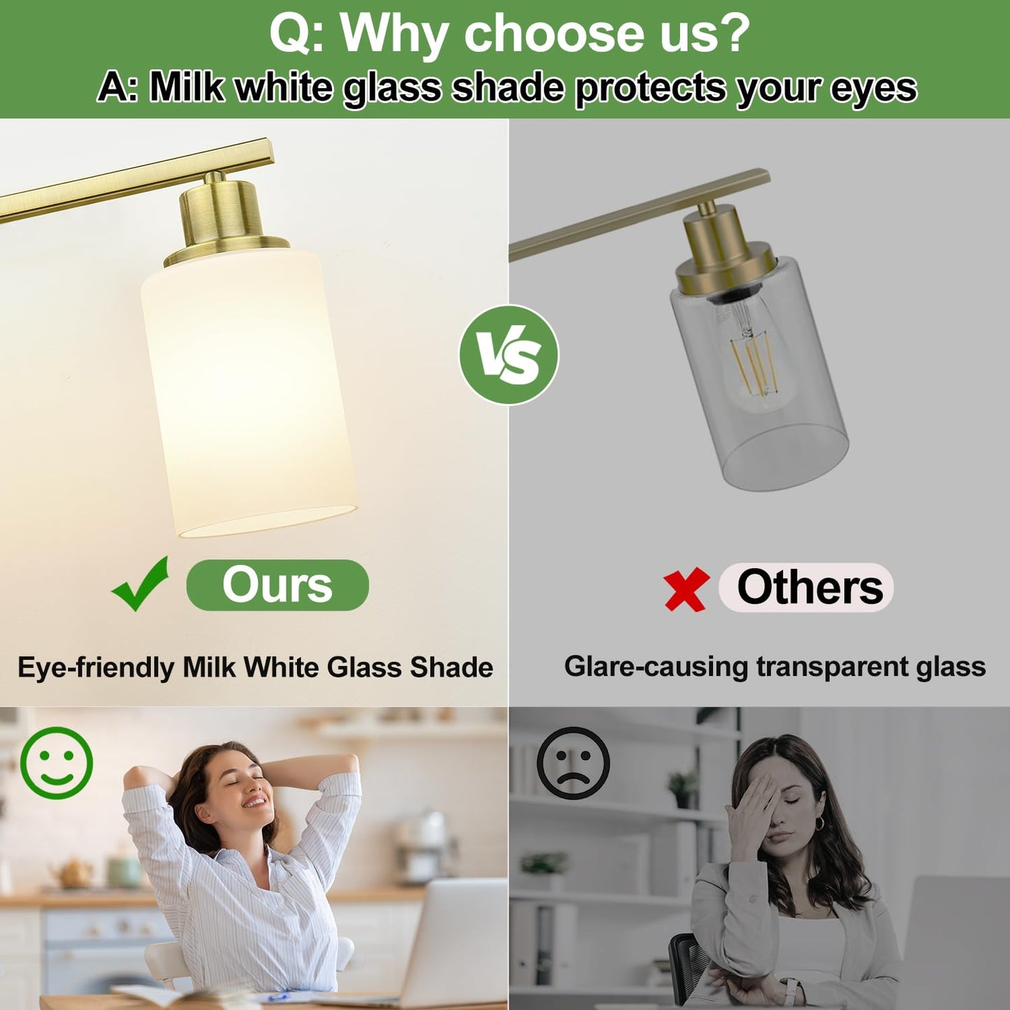 3-Light Bathroom Light Fixtures  Brass Vanity Light With Milky White Shades  Bathroom Lighting Fixtures Over Mirror  Modern Bathroom Wall Lamp For Mirror Living Room Cabinet Bedroom