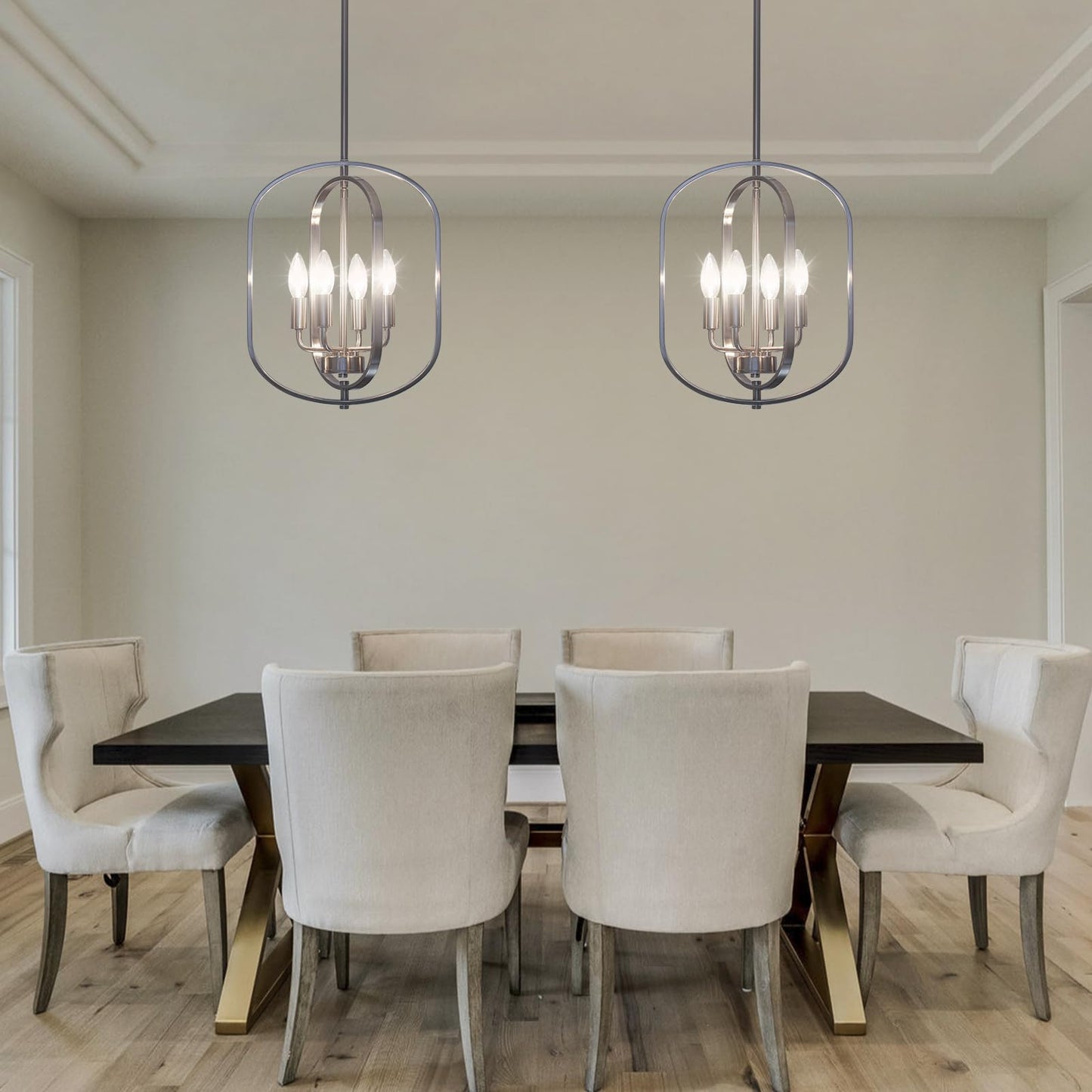 Nickel Chandelier Light  Modern Farmhouse Chandeliers For Dining Room Light Fixture  Adjustable Pendant Lights Kitchen Island Foyer Lighting Fixtures Rustic Kitchen Chandelier For Entryway Living Room