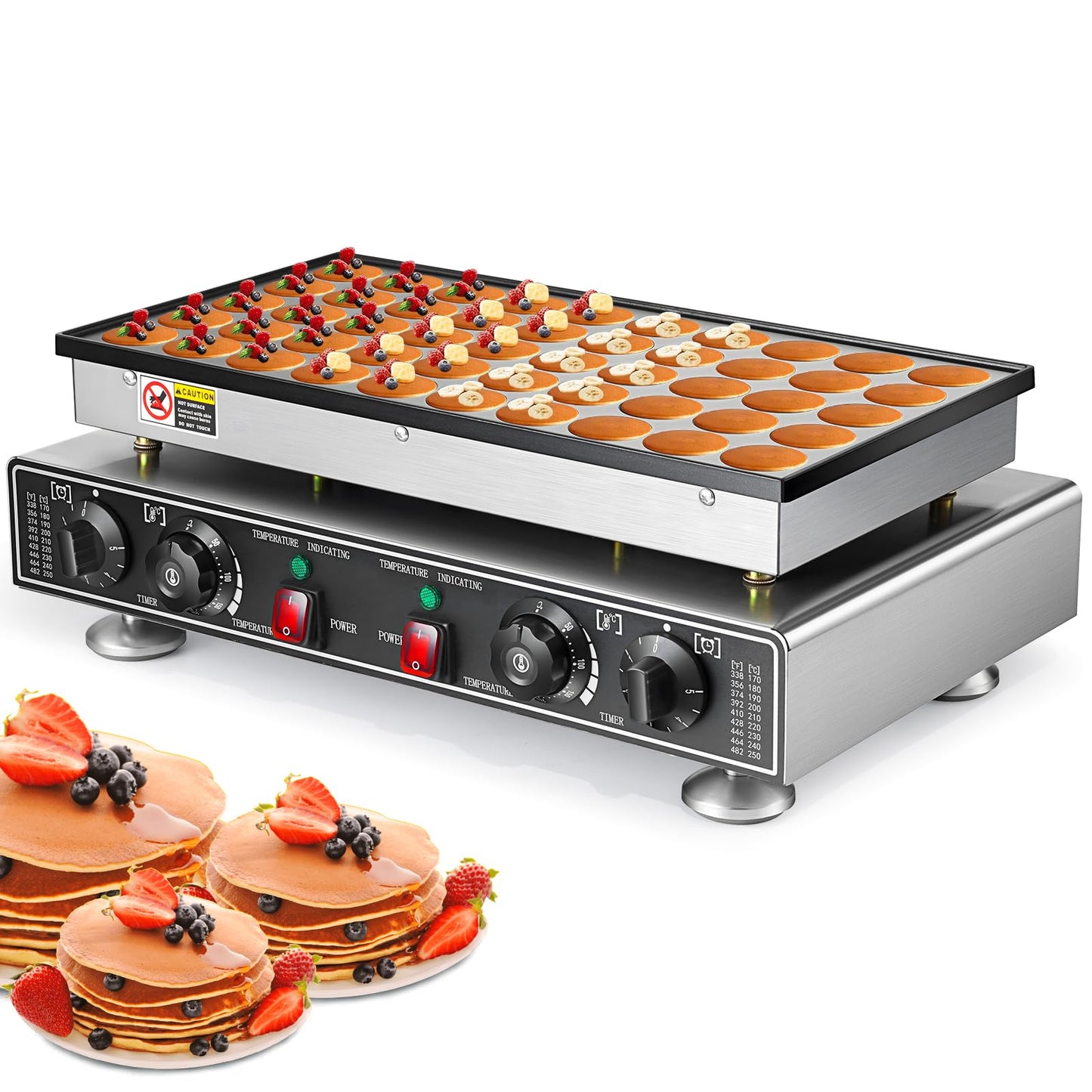 Leomru 110V Mini Pancake Baker 1800W, 50PCS Commercial Pancakes Maker Machine, 1.8 Inches Electric Muffin Waffle Maker Machine Dutch Poffertjes Grill For Home Kitchen Restaurant Snack Dessert