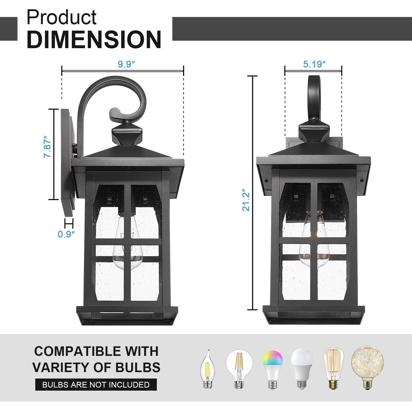 Darkaway Large Outdoor Light Fixtures Wall Mount  21Inch Outside Wall Lights Exterior Lighting Fixture With Seeded Glass Outdoor Wall Sconce For House Porch Hallway Garage  2Pack