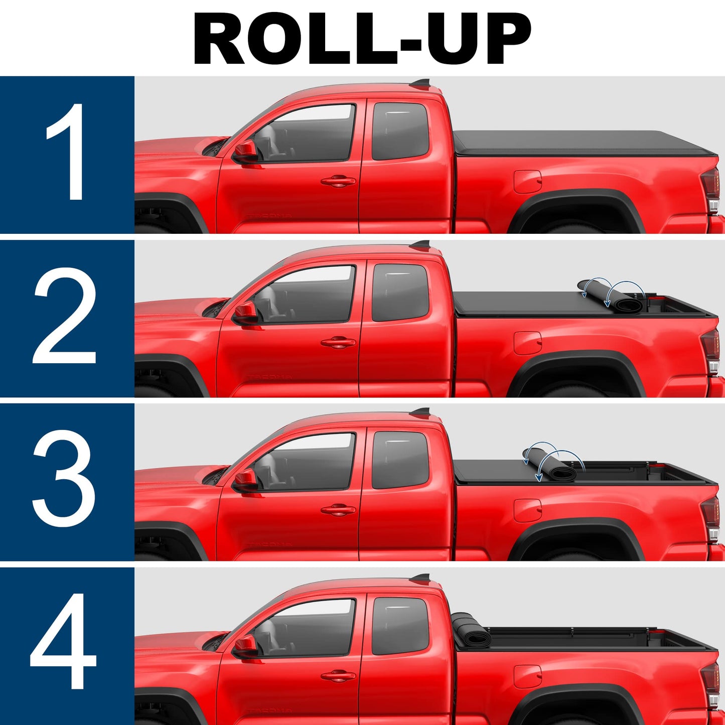 MOSTPLUS 6FT Roll-Up Soft Vinyl Truck Bed Tonneau Cover Compatible with 2005-2015 Toyota Tacoma Standard Model On Top Fleetside Cargo Bed 72Inch, Not for Flareside/Stepside Bed