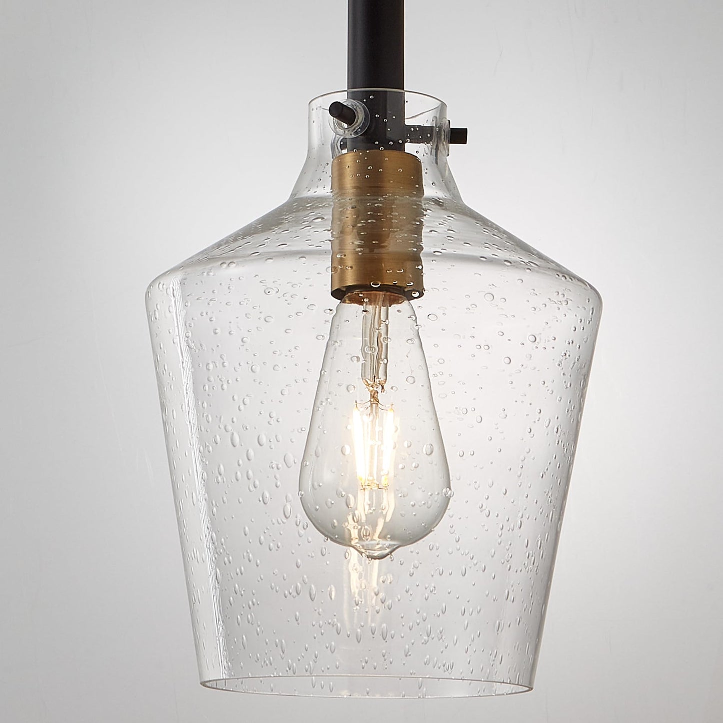 Vaziden Modern Seeded Glass Pendant Lighting For Kitchen Island 1 Pack  Farmhouse Black And Gold Pendant Light Fixtures  Height Adjustable Ceiling Pendant Light  Angled Seeded Glass Shades 8 Inch