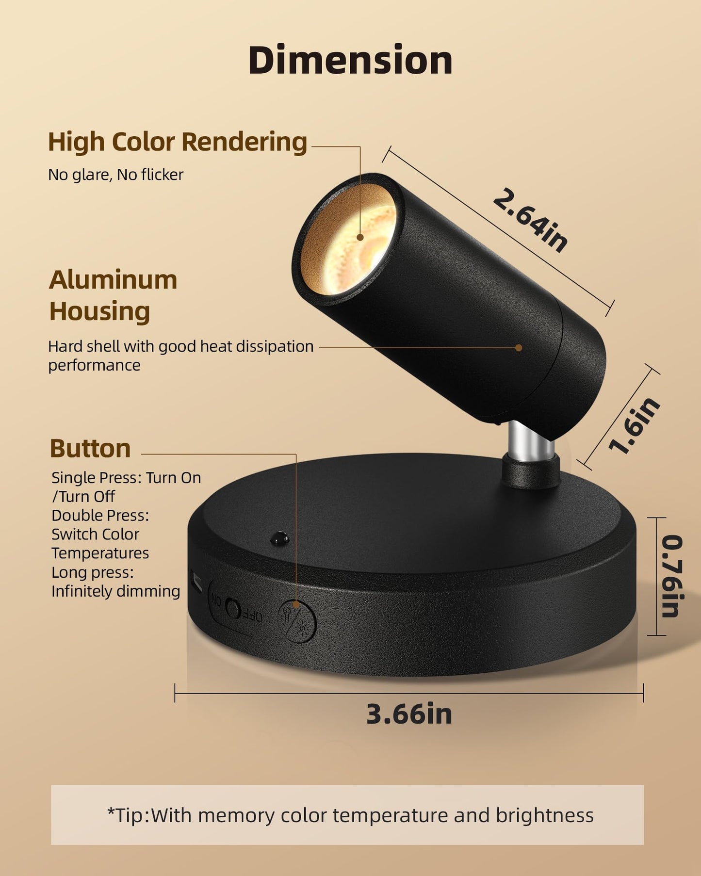 Ezvalo Spotlights Indoor With Remote 5500Mah Rechargeable Picture Lights  Wireless Led Uplighting With Timer&Dimmable  3Cct Mini Plant Spot Lights For discomfort-reducingting Artwork Accent Lighting(4Pack-Black)
