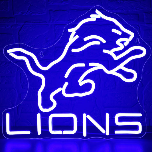 Football Neon Sign For Wall Decor Dimmable Lions Led Light Up Sign Football Sports Room Decor For Boys Bedroom Light Signs For Man Cave Club Gifts For Sports Fans Men Boys Size 14.6 * 13 Inch(Fmcp102)