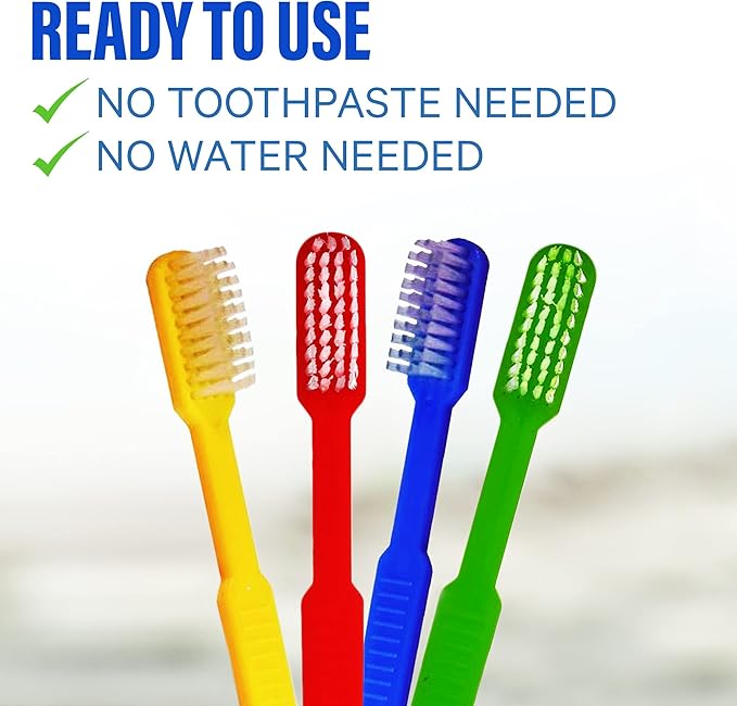 100 Pack Prepasted Disposable Toothbrushes | Pre-Pasted Soft Bristle Tooth Brush Set for Dental Care & Oral Hygiene | Individually Wrapped Pasteb Made in USA (100 Pack)