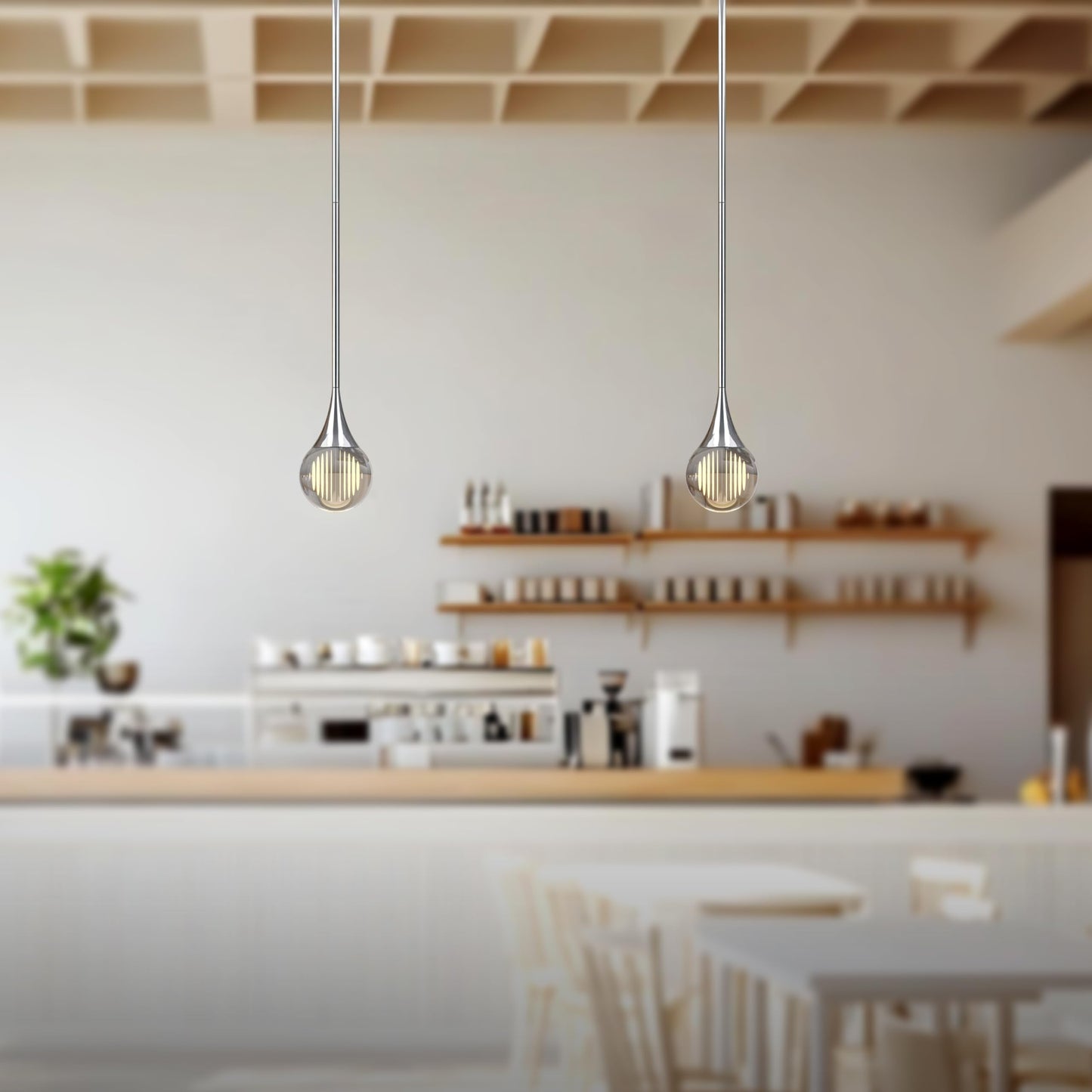 3-Pendant Lights Kitchen Island  Chrome Silver Globe Crystal Ceiling Hanging Light Fxitures  Led Light Fixtures Metal Rod Ceiling Glass Pendant Lighting For Kitchen Island Dining Room Bar