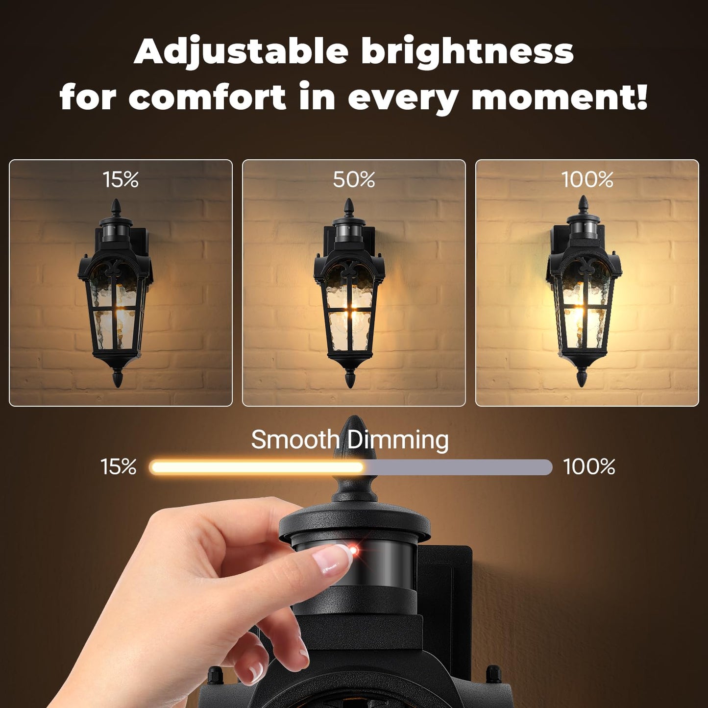 Opaxis Black Outdoor Patio Lights With Gfci Outlet 2-Pack  Upgraded Motion Sensor Outside Lighting With Water Ripple Glass  Dawn To Dusk Outdoor Light Fixture For House  Garage  Garden  Waterproof