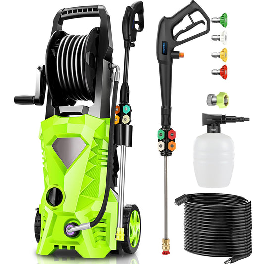 Electric Pressure Washer 5000 PSI 2.8 GPM High Power Washer with 4 Pressure Nozzle and Foam Cannon, powerwashers for Home, Car Washing, Fence Cleaning, Patio, Green