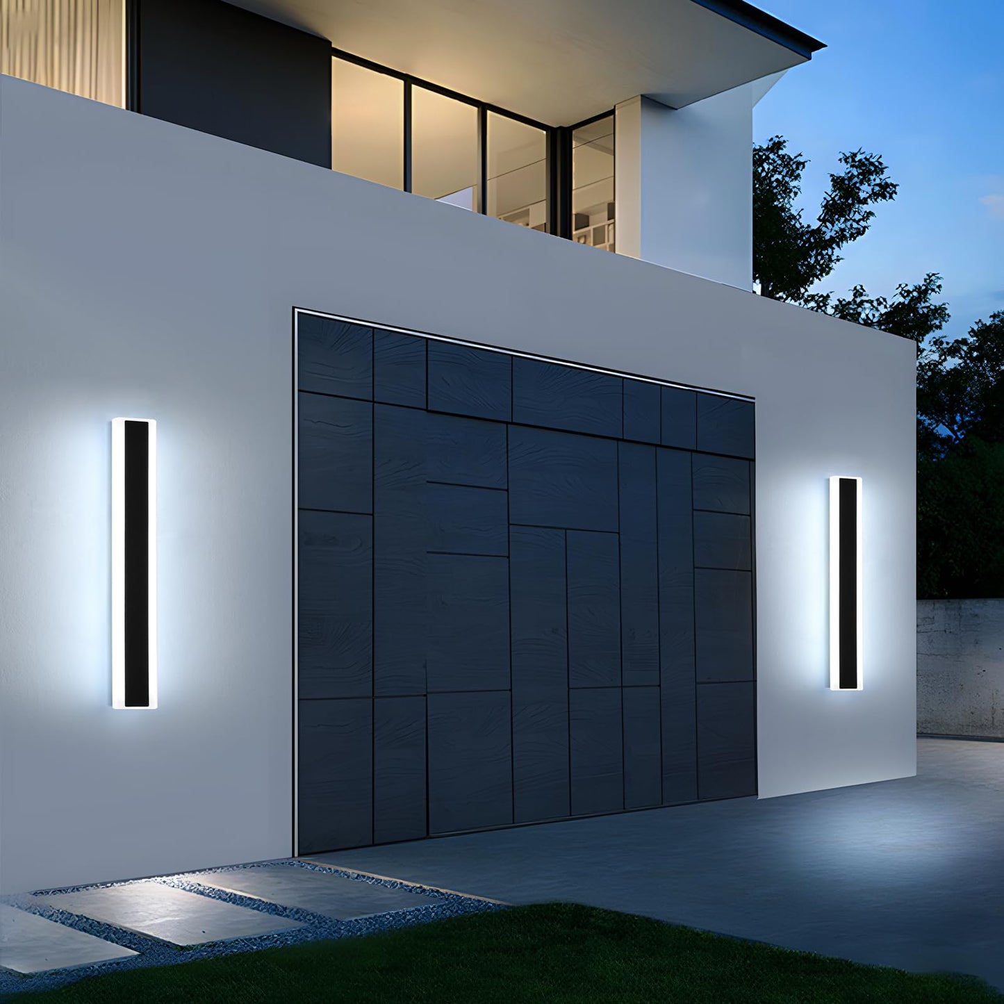 Mikeru 2Pack 31.4Inch Long Led Wall Light  6000K Cool White Modern Outdoor Wall Light Ip65 Waterproof Black Acrylic Porch Exterior Lighting Fixtures  Exterior Wall Mount Lights