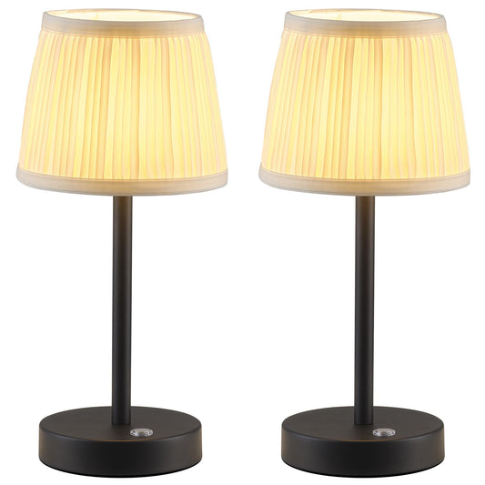 Pusu 2 Pack Cordless Led Black Table Lamps  Rechargeable 4000Mah 3 Way Dimmable Bedside Small Lamp With Fabric Shade  Lighting For Bedroom  Kids Room  Bathroom  Kitchen  Decor  Gift  Night Light