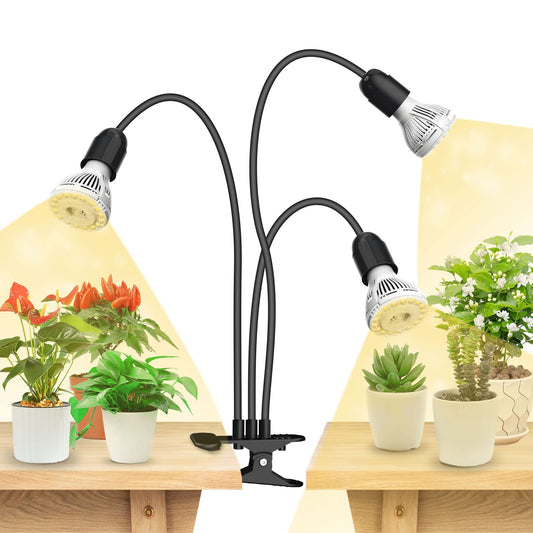 SANSI 450W LED Grow Light, Full Spectrum 3-Head Gooseneck Lamp, Ceramic, Black, Model 01-03-001-011013