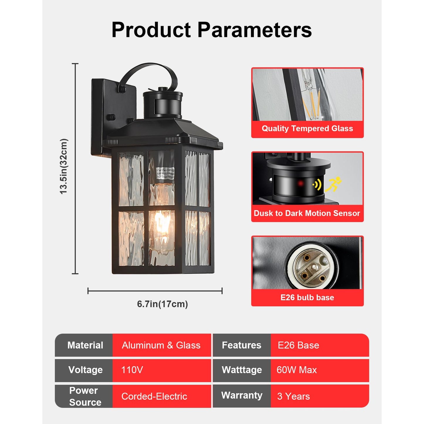 Yjxgdil Porch Lights Outdoor With Remote Control: 2 Pack Motion Sensor Exterior Lighting Fixtures Intelligent 3 Lighting Modes Outdoor Wall Lights Sconce Lights For House Patio Front Door Garage