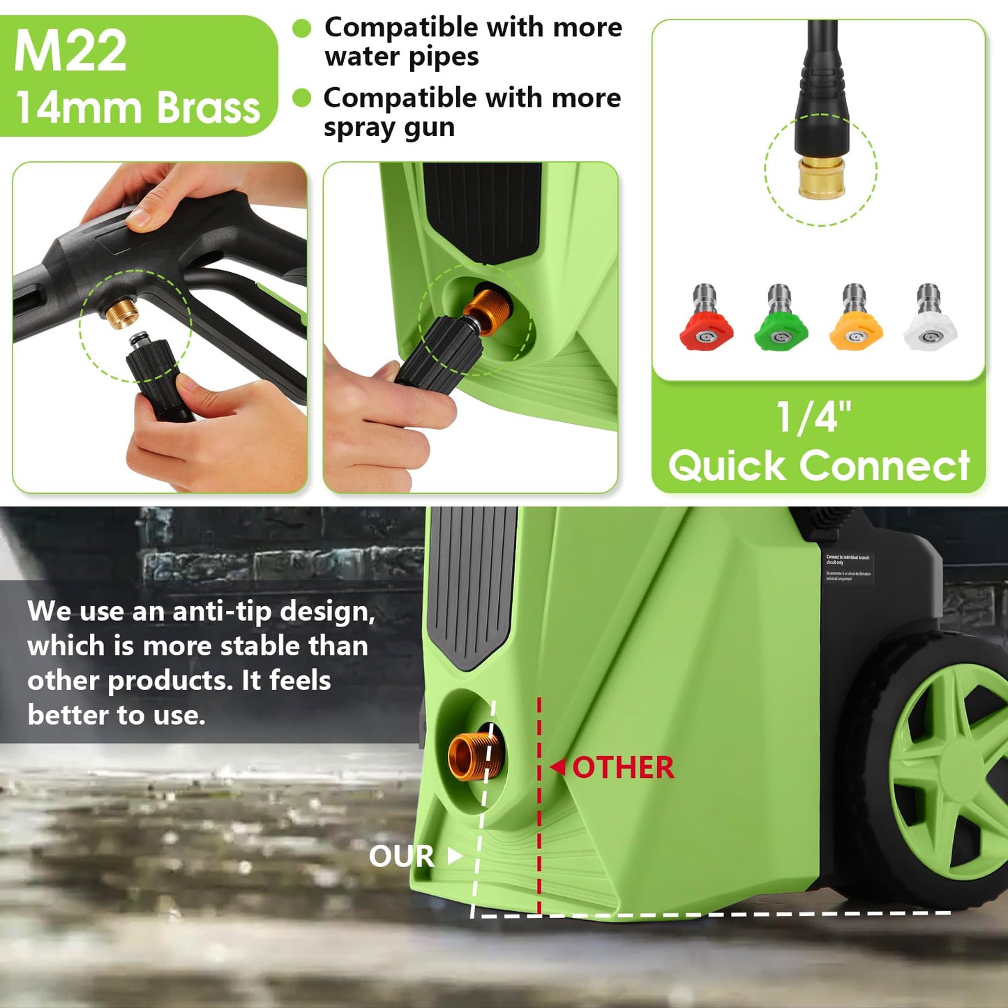 Electric Pressure Washer 5000 PSI,2.8 GPM Power Washer with Foam Cannon,Portable Cleaner with 33ft Hose Reel,4 Nozzle Tips,and Soap Bottle for Cars/Home/Driveways/Patios/Decks/Fences
