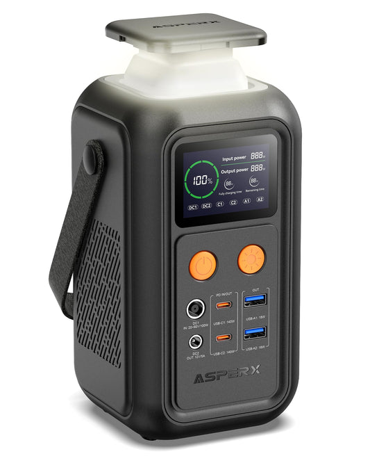 Asperx Portable Power Station, 192Wh Lifepo4 Battery With 200W Output, Dual 140W Pd3.1 Fast Charging, Smart Display, 60,000Mah D