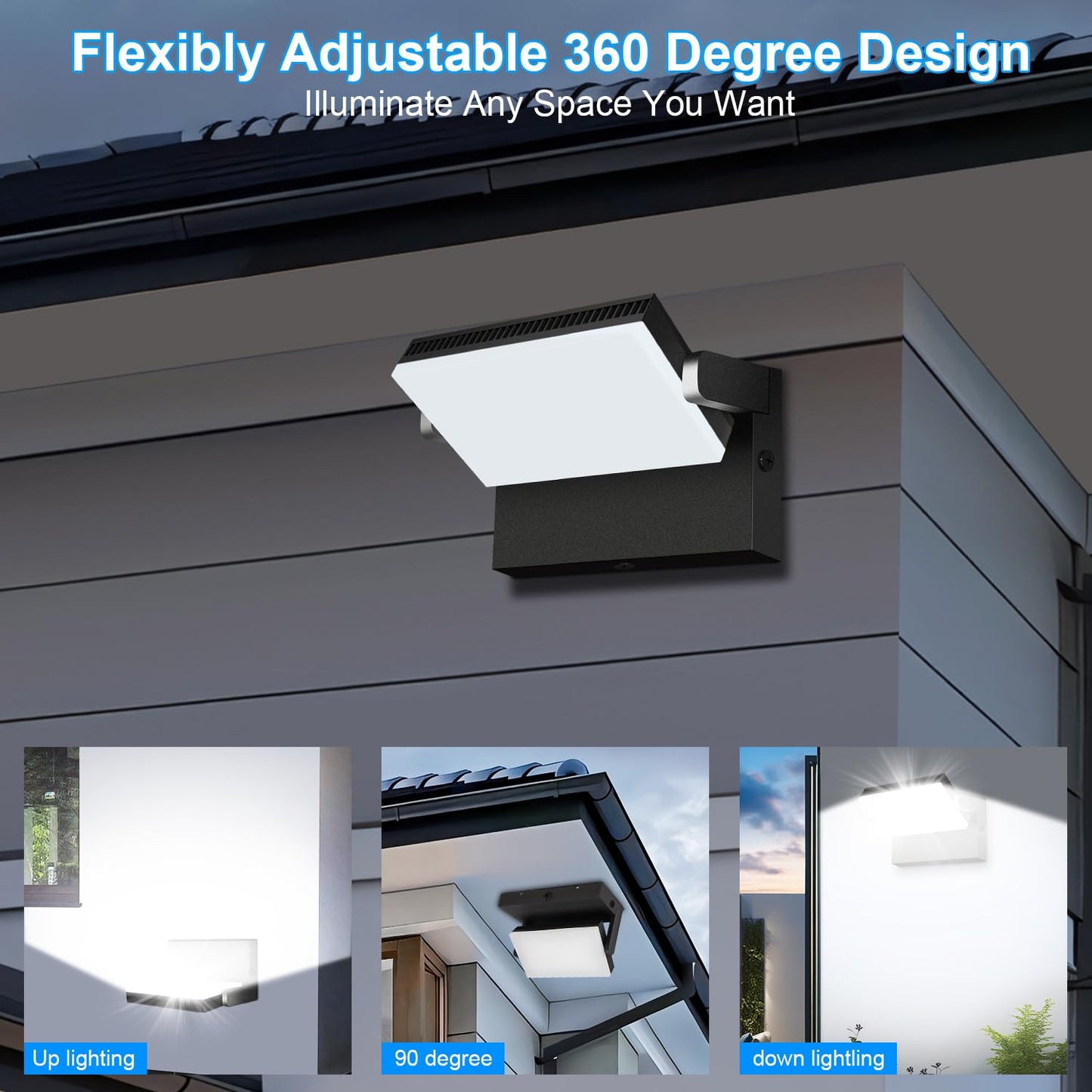 Biritalo Modern Sleek Flood Lights Outdoor 120W  14200Lm 5000K Waterproof Led Security Lighting  360 Rotatable Commercial Wall Pack For Yard  Car Lot  Building