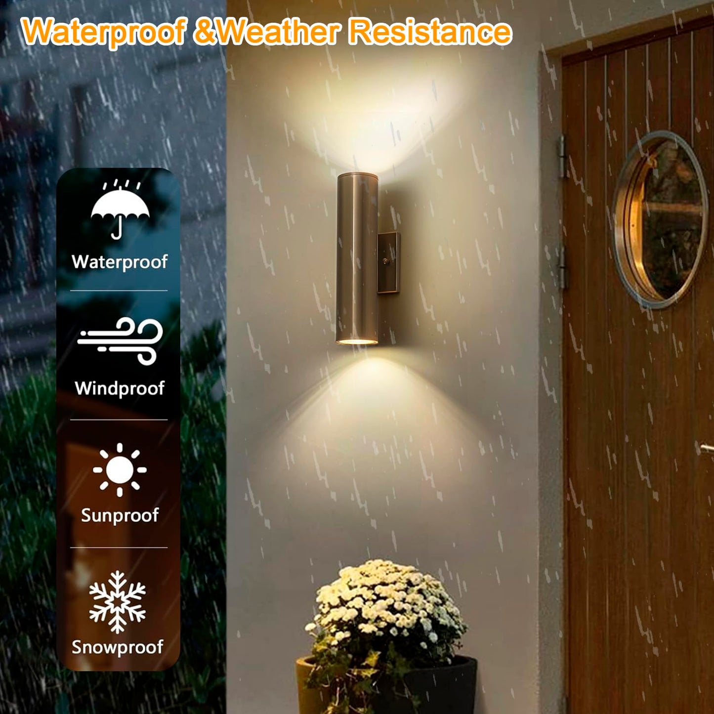 Zicbol 2 Packs Up And Down Lights Outdoor Wall Light Fixture 11.8 Gold Outdoor Sconces Wall Lighting Mount On House Porch & Patio Garage Entrance