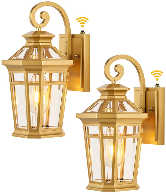 Opaxis Outdoor Wall Lights Wall Mount  2-Pack Dusk To Dawn Front Porch Light  Gold Modern Exterior Wall Sconce  Exterior Garage Lighting Fixtures  Weather Resistant Coach Lanterns Outdoor  Anti-Rust