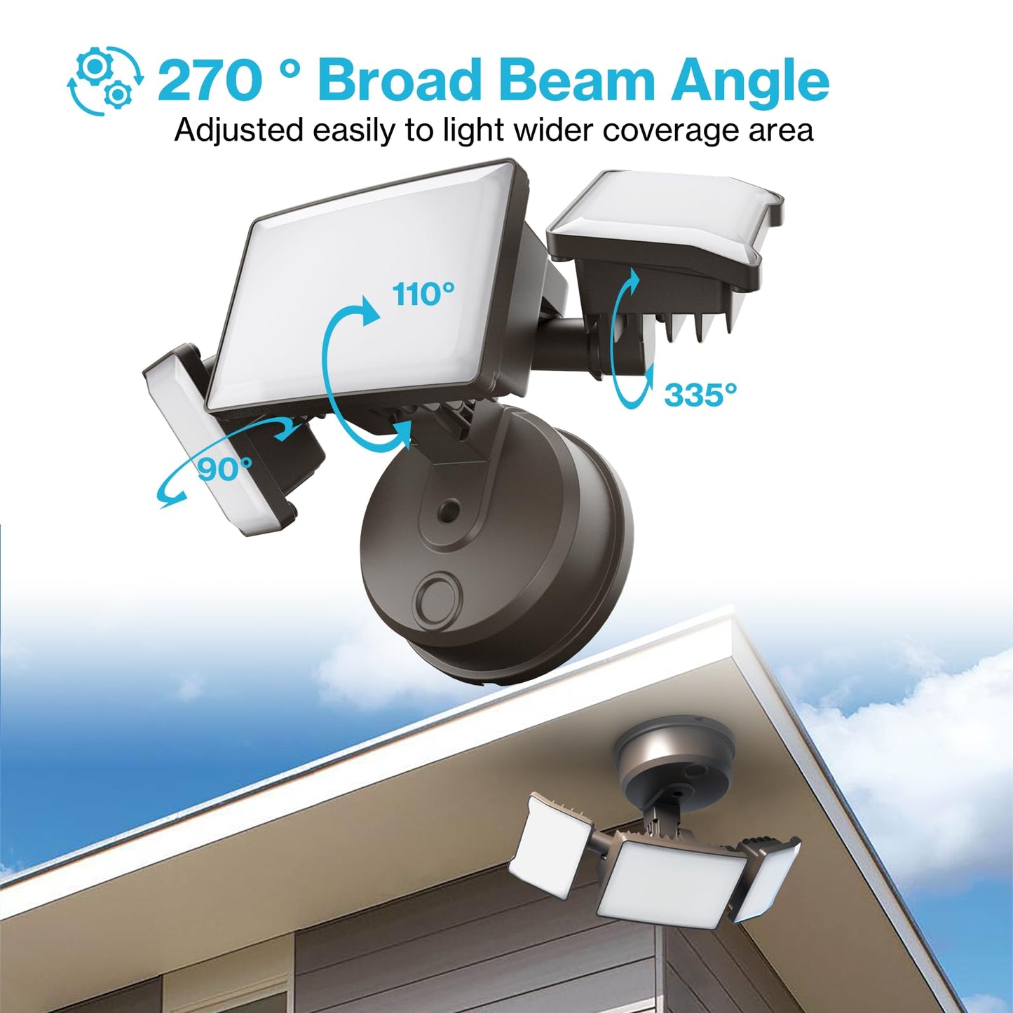 Olafus 60W LED Flood Lights 6000LM, IP65 Waterproof, Brown, Model BDB55-3, 2 Pack for Outdoor, Garage, Wall/Eave Mount