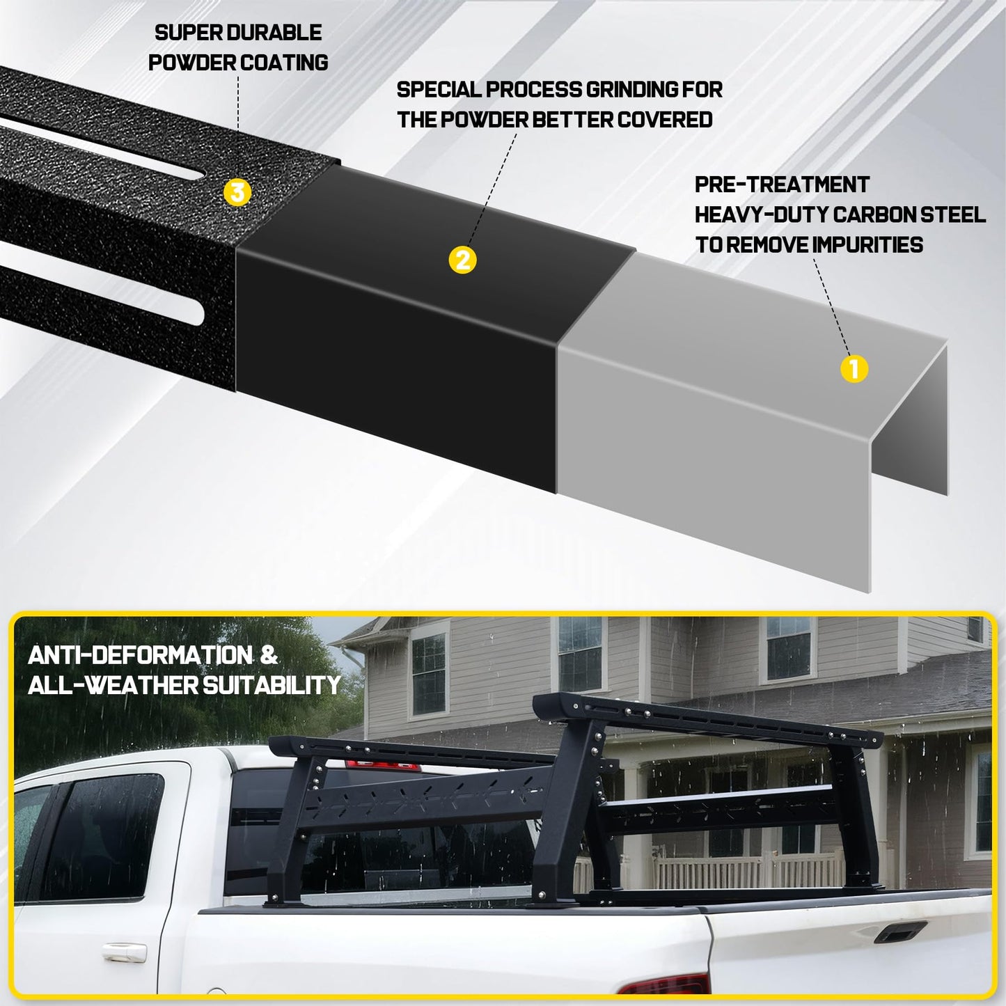 Binary Star Adjustable Truck Bed Rack Compatible with Most Trucks (Chevy/Dodge/Ford/Gladiator/Tundra/Tacoma), Kayak, Surfboard, Lumber, Snowboard, Ladder Rack for Truck