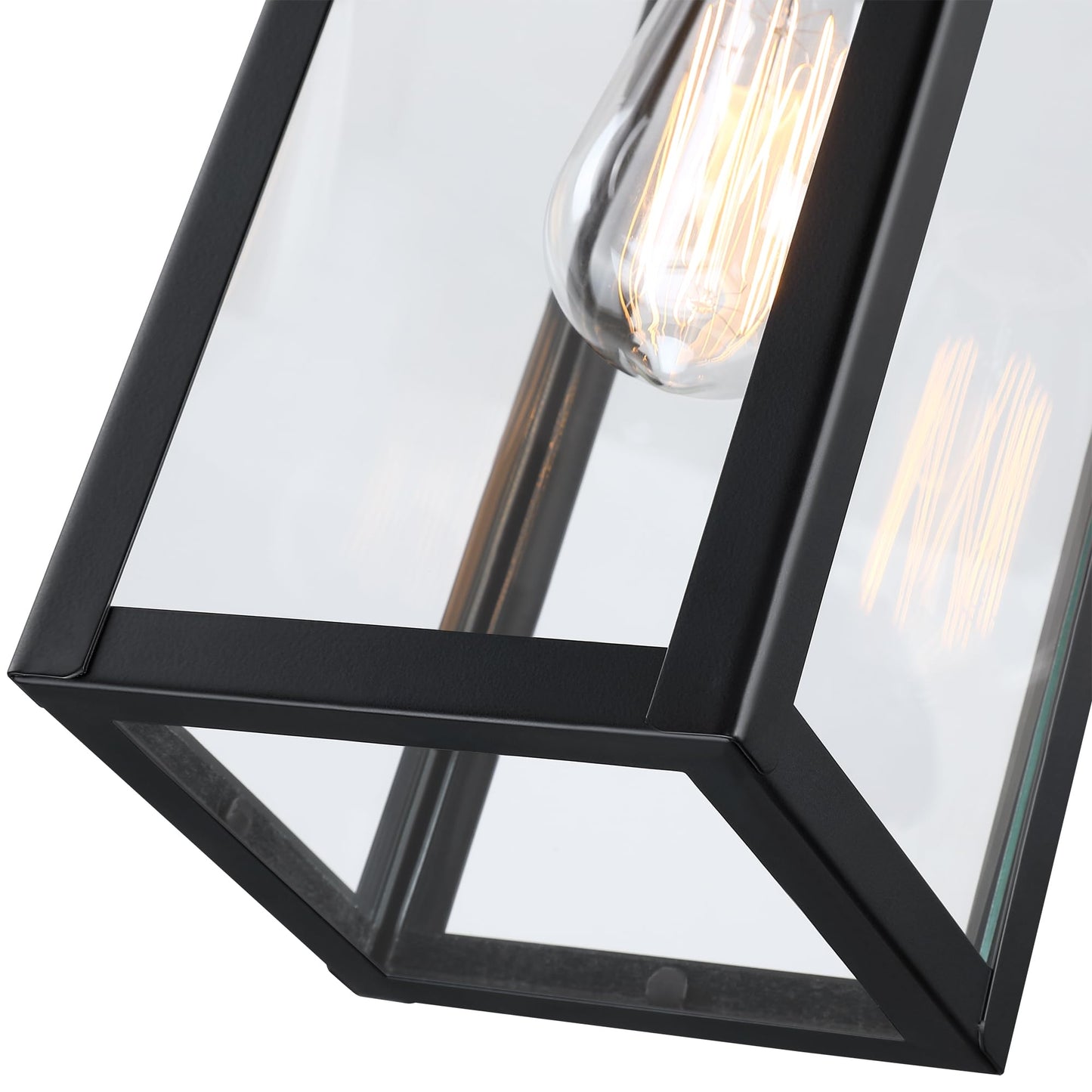 Faymart Lighting 13 Inch Outdoor Pendant Light Dusk To Dawn Hanging Porch Light For Entrance Front Door Photocell Pendant Lights For Porch Dusk To Dawn Hanging Lantern Steel And Glass E26