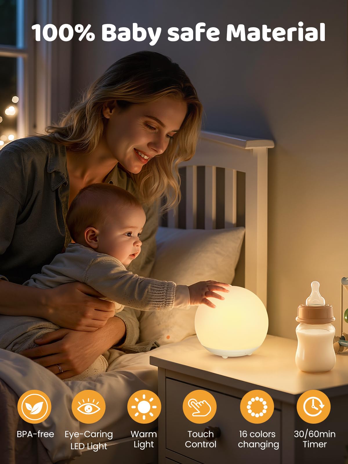 Umixgene Egg Light For Nursery Rechargeable Night Light With 16 Rgb Colors 3000K Warm Light Stepless Dimming  2600Mah Battery  Timer&Safe Silicone Design-Ideal For Bedroom Ambiance  Travel&Gifts