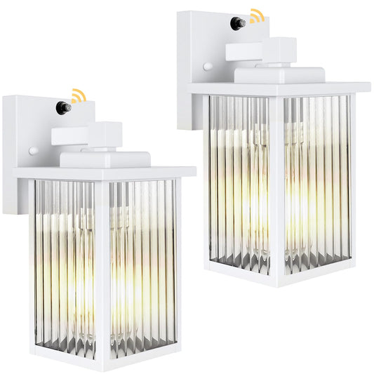 Hameso 2Pack Dusk To Dawn Outdoor Lighting  Ip65 Waterproof Outdoor Porch Light With Tempered Glass  Outdoor Light Fixture For House Exterior Front Door Garage Patio(White)
