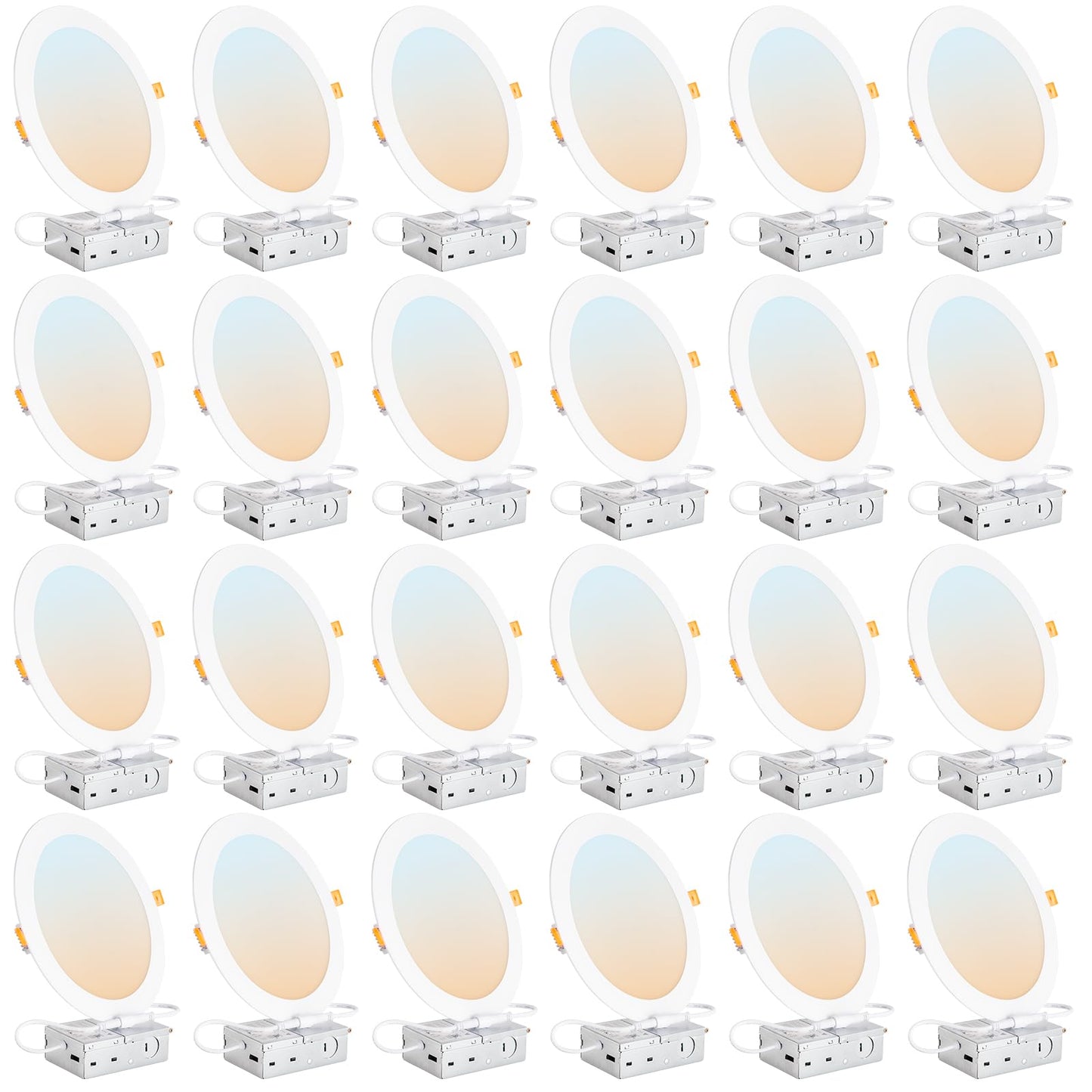 Dllt Led Recessed Ceiling Light: 24 Pack 8 Inch Slim Recessed Lighting For Kitchen - 5Cct Dimmable Canless Wafer Downlight For Living Room - 1800Lm Brightness 18W Led Can Lights For Bedroom Etl Fcc
