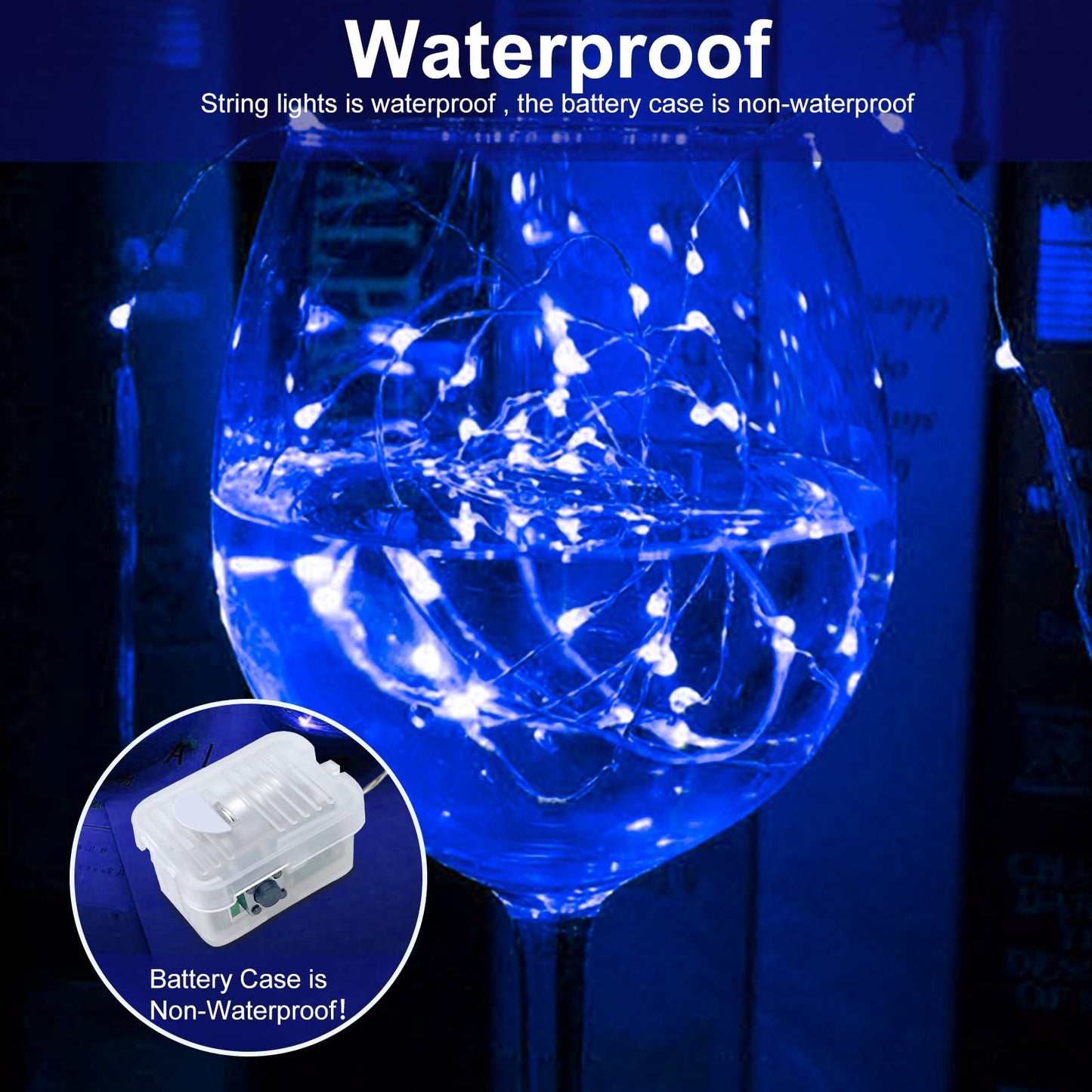 Aikei 100 Pack Led Fairy Lights Battery Operated  Mini String Lights 3 Lighting Modes Waterproof 7 Feet 20 Led Firefly Starry Lamps For Wedding Party Bedroom Garden Halloween Christmas Decoration Blue