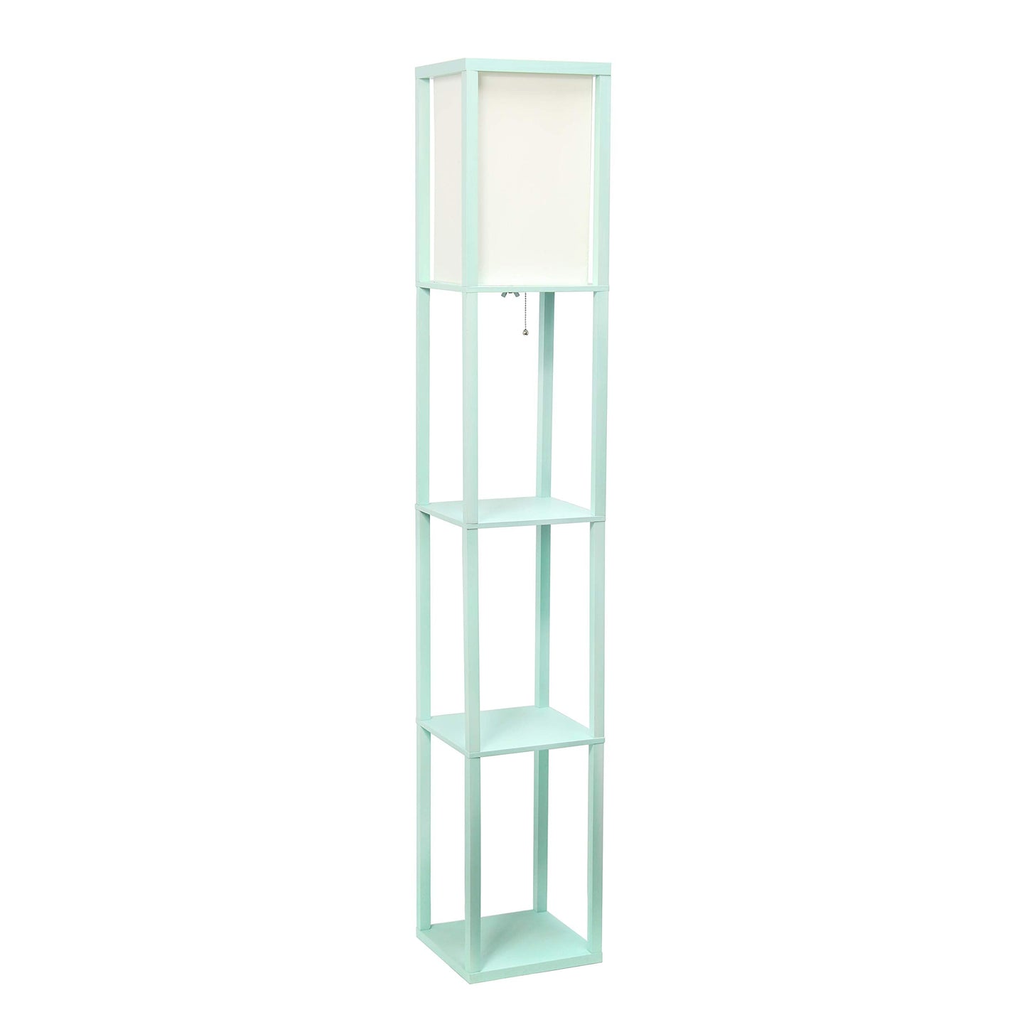 Simple Designs LF1014-AQU Etagere Organizer Shelf Lamp, Aqua, Wood/Plastic/Metal/Linen, No Bulb