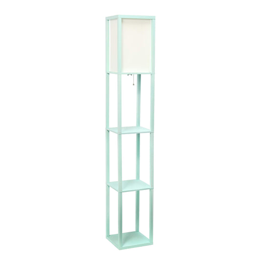 Simple Designs LF1014-AQU Etagere Organizer Shelf Lamp, Aqua, Wood/Plastic/Metal/Linen, No Bulb
