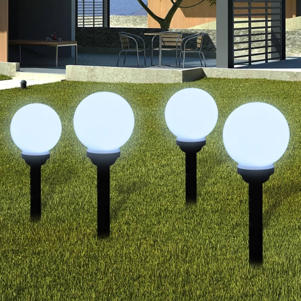 vidaXL Outdoor Solar Path Garden Lamp 4pcs LED 5.9in Plastic White with Black Tubes Model 14255