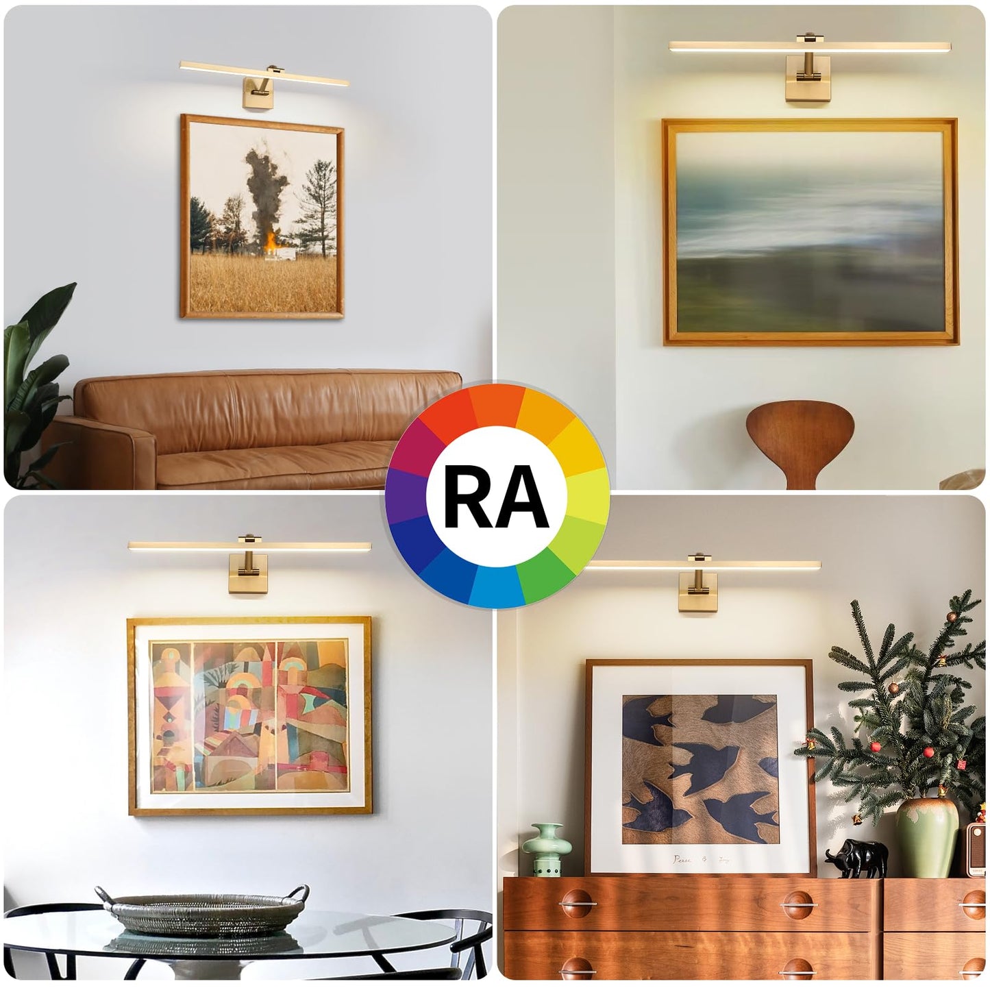 Hard-Wired Picture Lights 23.62 Inch Dimmable Led Wall Art Lighting 14W 2700K  Warm Whitemodern Brass Gallery Light Poster Lights Adjustable Swing Arm Picture Frame Light For Display Art Work