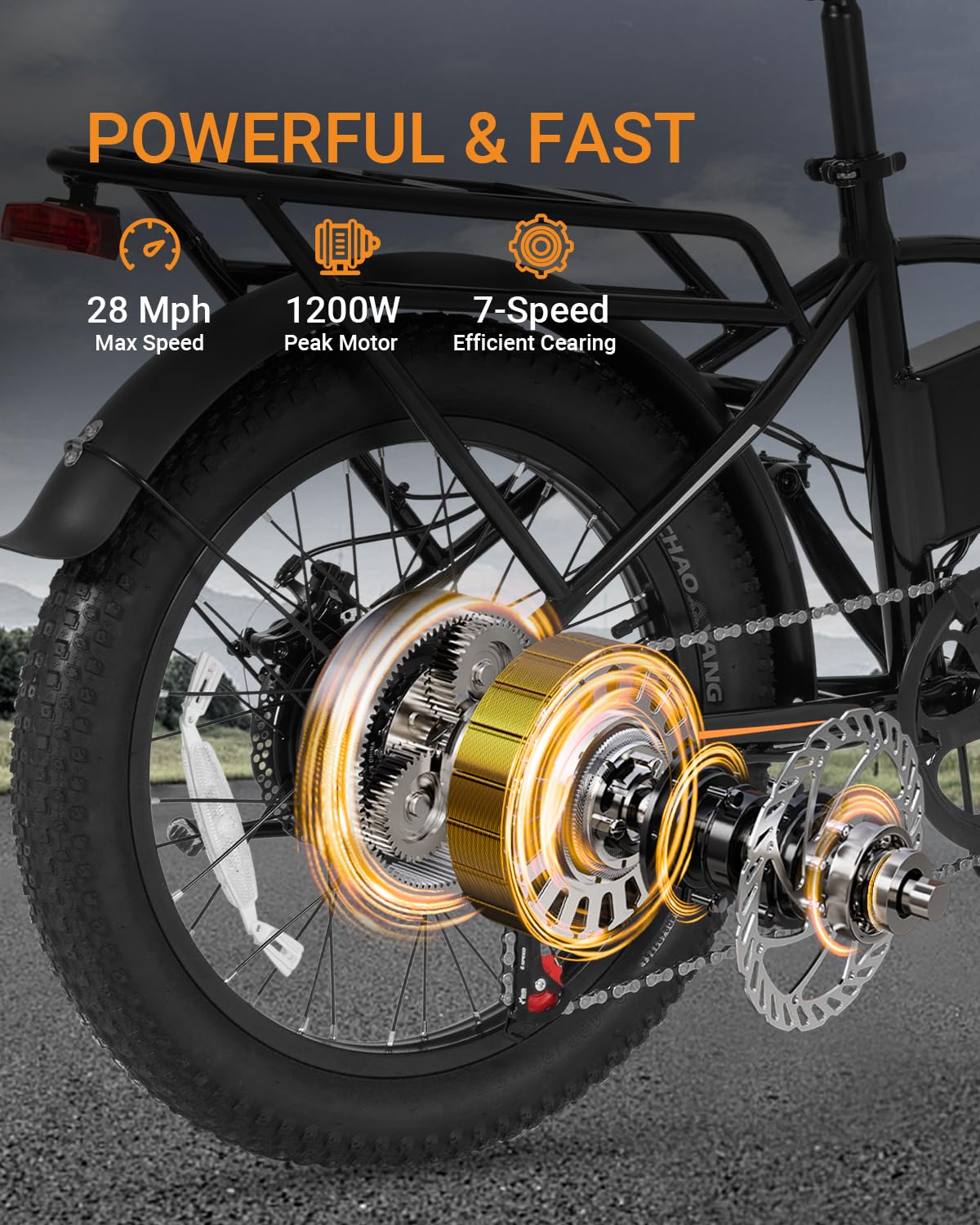 zonveer Folding Electric Bike, 48V 10.4AH Large Removable Battery E Bike, 28 MPH, 50 Miles Max Range, 20" Fat Tire Electric Bike for Adults, Adult Electric Bicycles for Commute