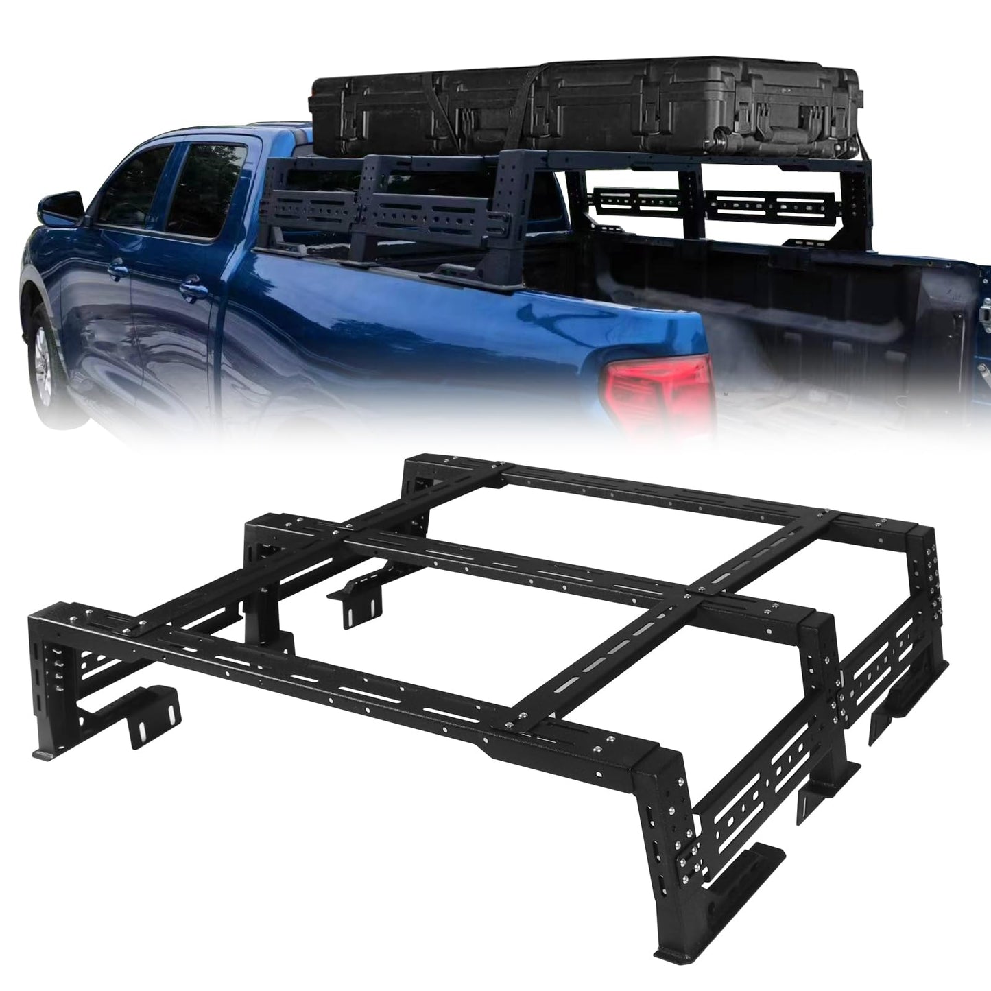 Partree 13"-18.5" High Overland Bed Rack for Fit for Ford F150 & Chevy Silverado 1500/Gmc Sierra 1500 & Dodge Ram 1500 & Tundra & Tacoma Full-Size Trucks w/Bed Rails Truck Bed Rack Back Cargo Carrier